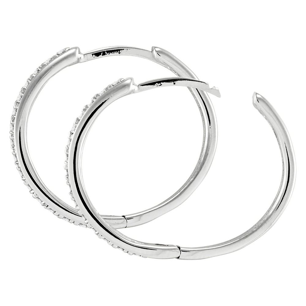 1/2 CT DIAMOND HOOP EARRINGS - Picture 3 of 4